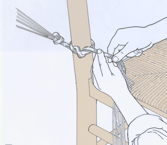 Tying Threads to Chair.