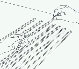 Folding Warp Threads in Half.