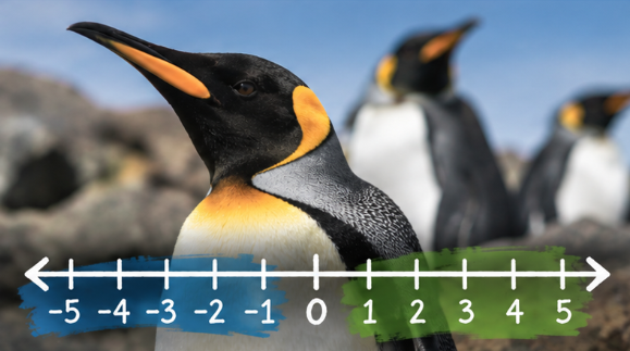 penguin and number line 