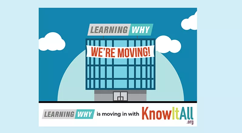 Graphic saying LearningWhy is Moving to KnowItAll.org