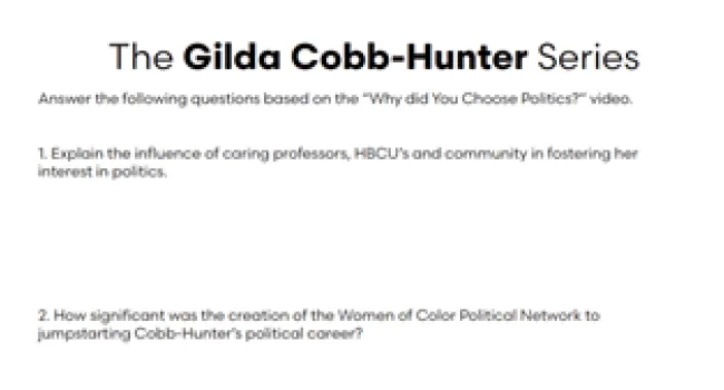 Gilda Cobb-Hunter - Video Questions Part 1 | SC African American History Calendar