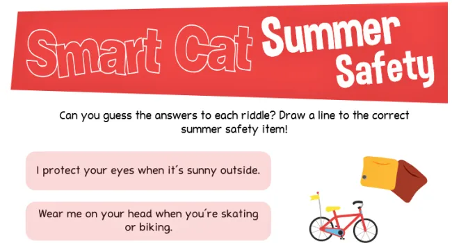 Smart Cat Summer Safety Worksheet