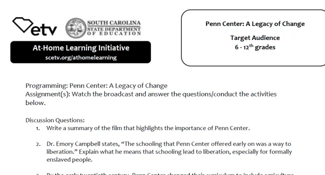 Penn Center: A Legacy of Change Learning Activity