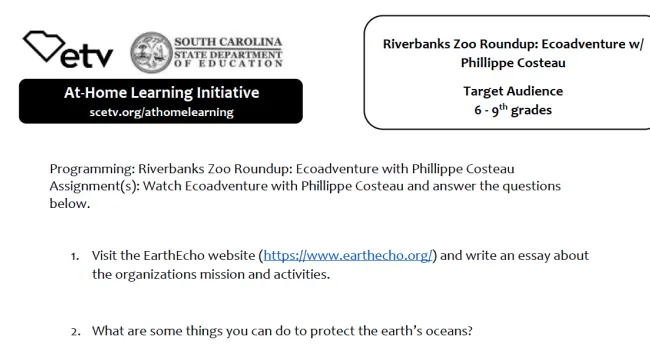 Riverbanks Roundup: Eco Adventure with Philippe Cousteau Learning Activity