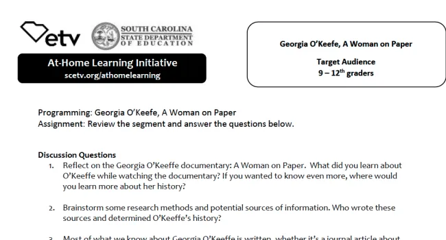 Georgia O'Keeffe: A Woman on Paper Learning Activity