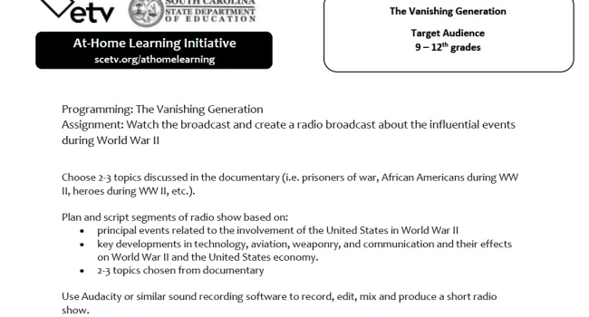 Vanishing Generation: WWII Learning Activity