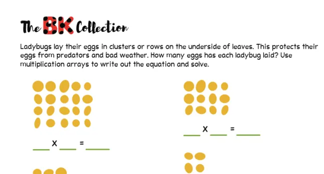 Ladybug Array Multiplication Worksheet