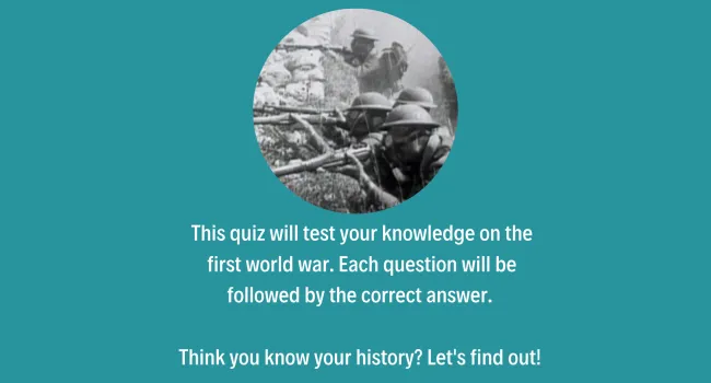 World War I Trivia Quiz - Teacher Resource | History in a Nutshell