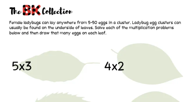 Ladybug Egg Multiplication Worksheet