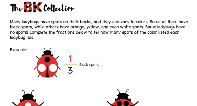 Ladybug Fraction Worksheet