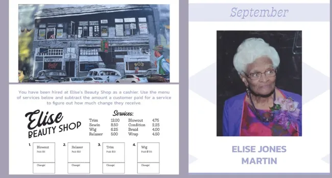 Elise Jones Martin Activity Sheets | SC African American History Calendar