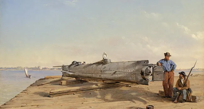 Submarine Torpedo Boat H.L. Hunley painting by Conrad Wise Chapman