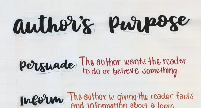 Author's Purpose Anchor Chart Example