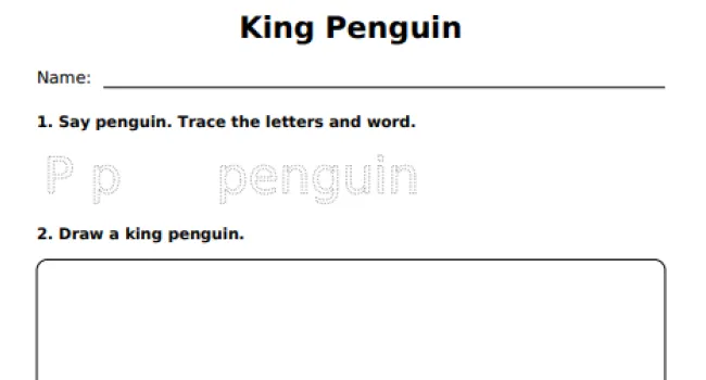 King Penguin: Trace, Draw, and Write | Zoo Minutes