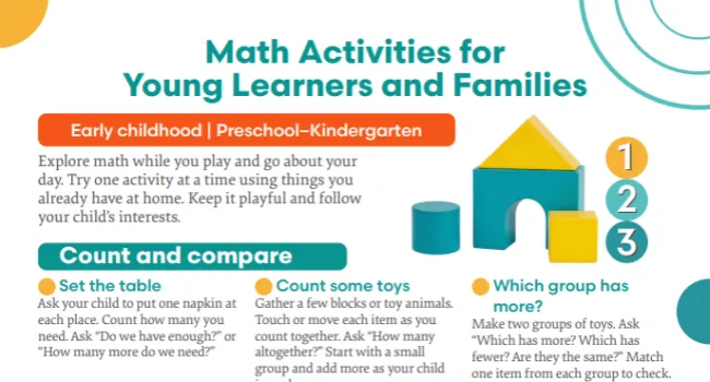 Math Activities for Young Learners and Families: Preschool–Kindergarten