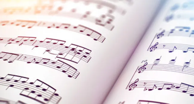 Close-up of music pages in a book