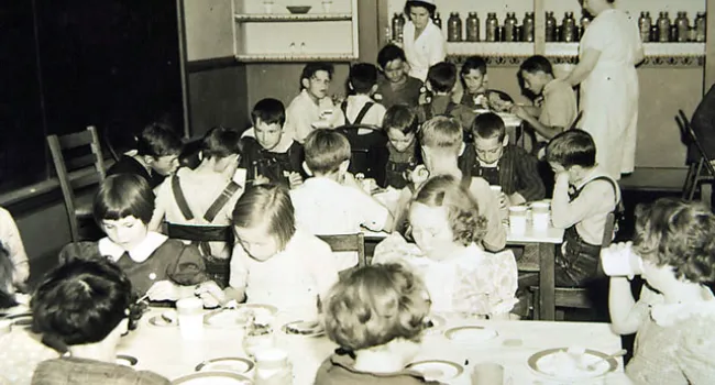 WPA Workers Prepare Hot Meals for Children | History of SC Slide Collection
