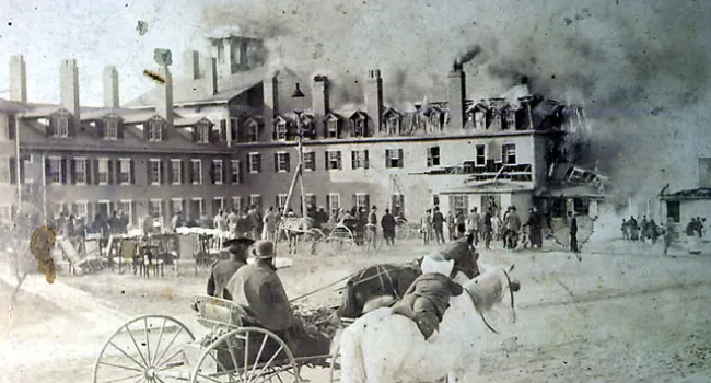 The Highland Park Hotel Burning | History Of SC Slide Collection