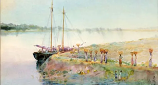 Alice Huger Ravenel Smith Watercolor: African American Workers Loading Rice on a Ship | History of SC Slide Collection