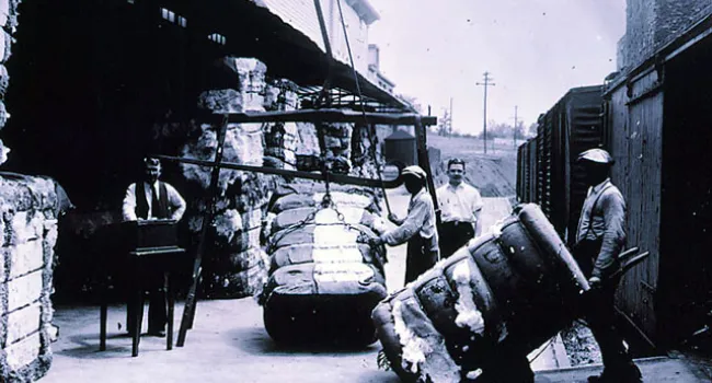 Unloading Raw Cotton At Winnsboro Mills | History of SC Slide Collection