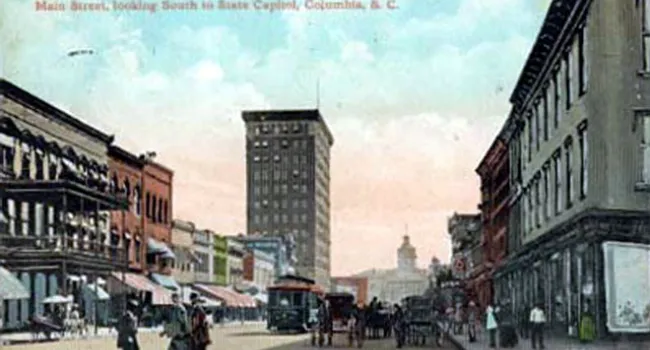Main Street, Columbia, With Street Car Traffic | History Of SC Slide Collection