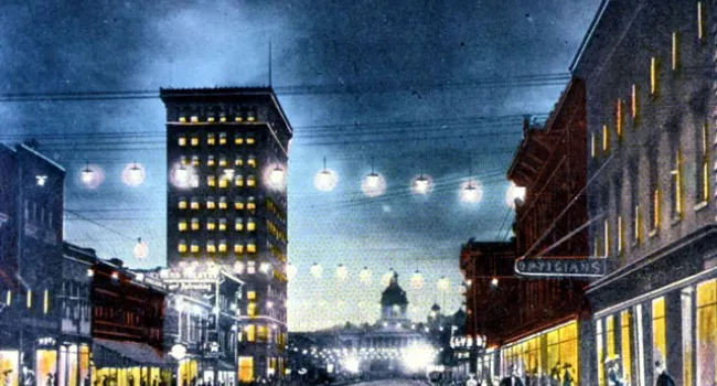 Main Street At Night, 1910 | History Of SC Slide Collection
