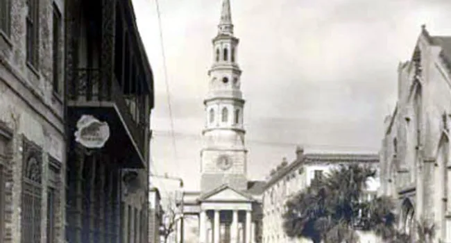The Dock Street Theater and St. Philip's Church | History of SC Slide Collection